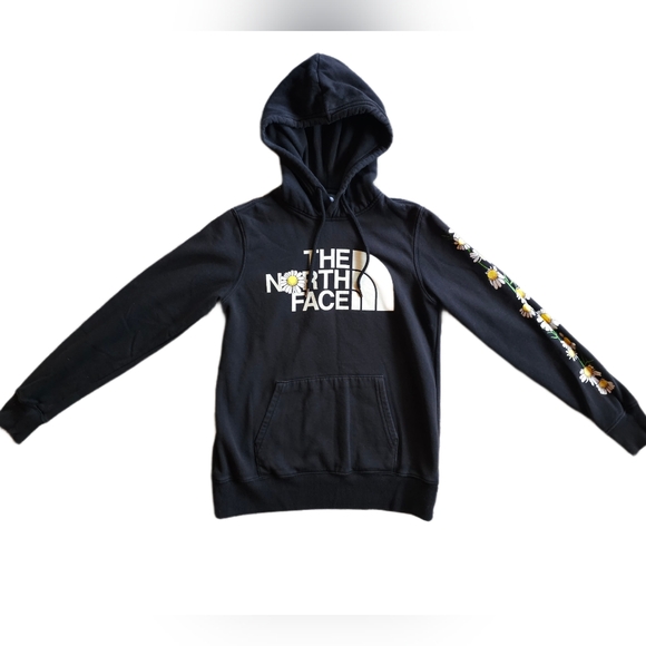 THE NORTH FACE Black Pullover Hoodie with Daisy Floral Print Size XS - Picture 2 of 3